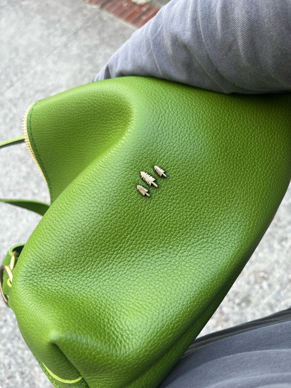 Small Slouchy Portland leather goods in wasabi ? 🦄 discontinued NEW never used